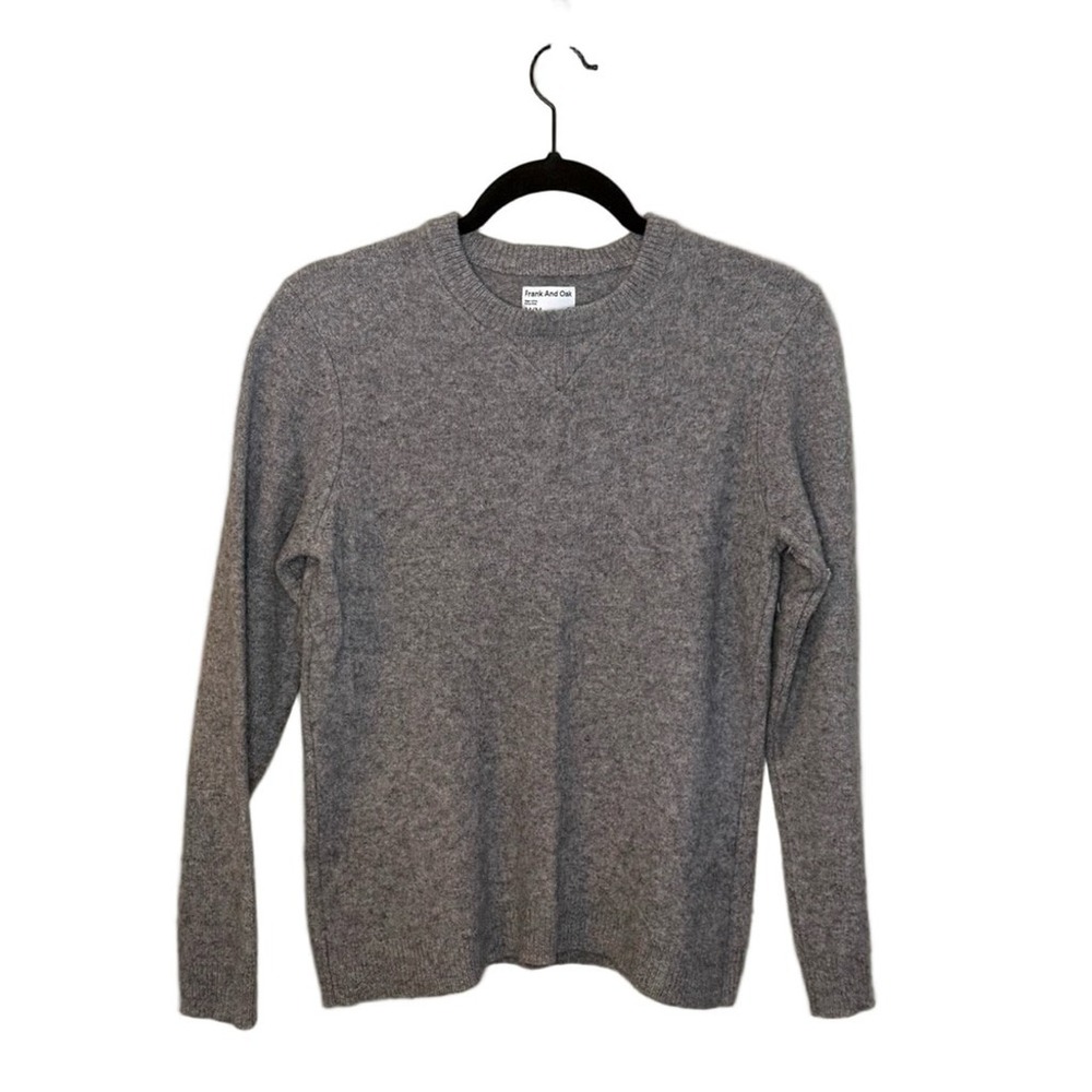 Frank and Oak Heather Gray Crewneck Sweater Medium Wool Fall College Knit